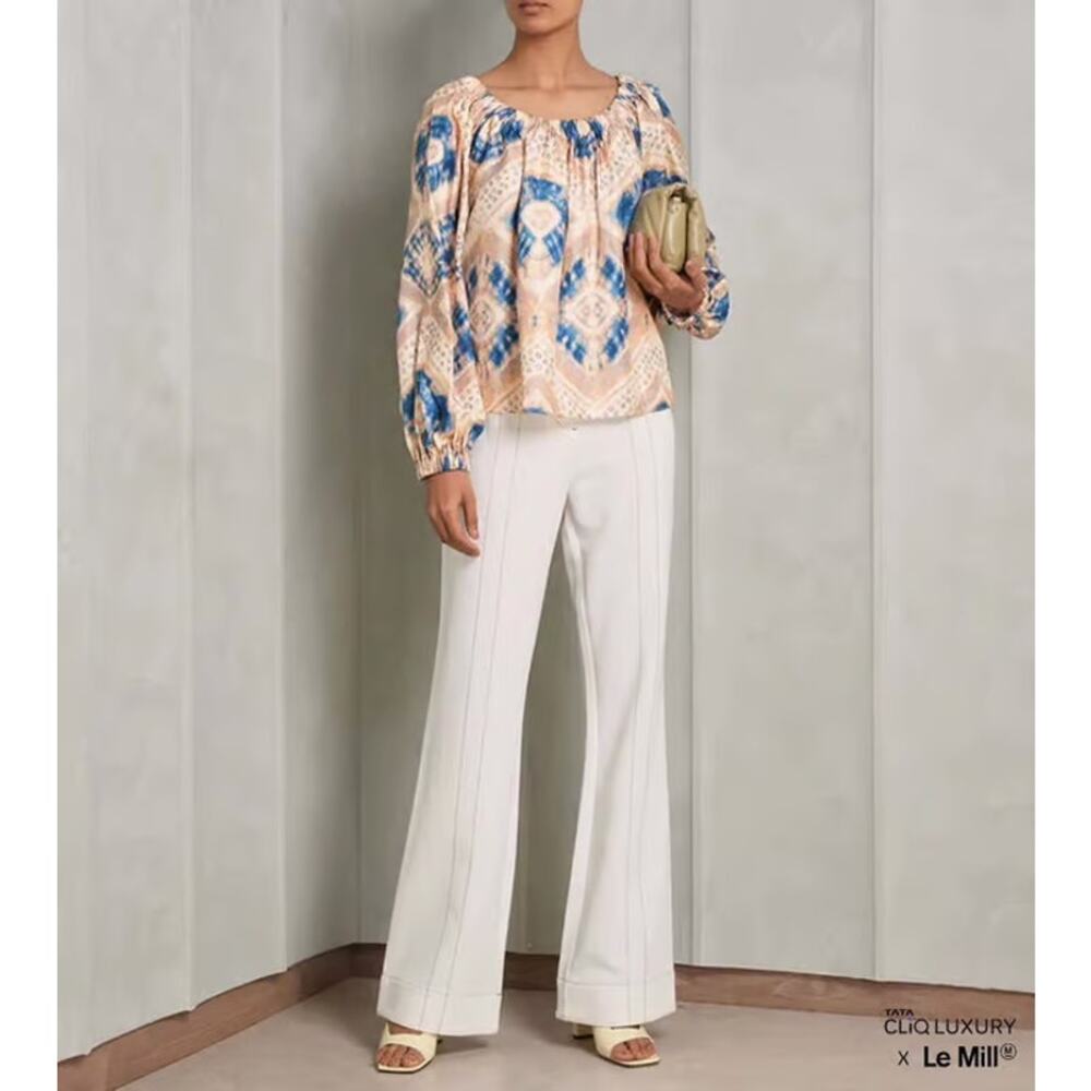Ulla Johnson Nadya Silk On/Off Shoulder Blouse in Fossil peach blue size 2 XS/S - Picture 5 of 13